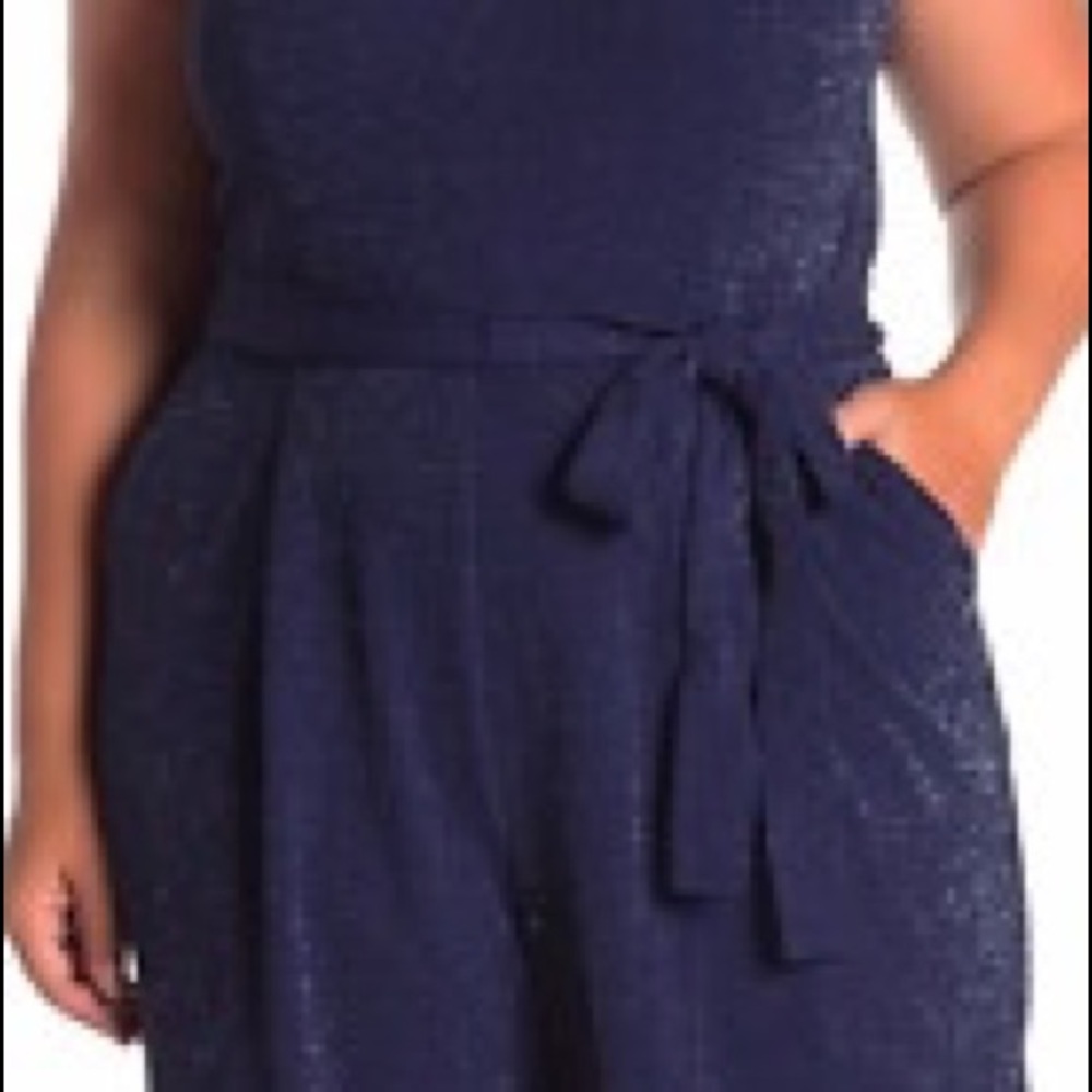 London Times Jumpsuit Metallic Sparkle Navy - Picture 3 of 3